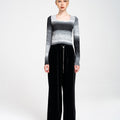 Gradient Pattern Square Neck Wool-blend Sweater