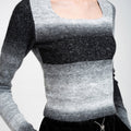 Gradient Pattern Square Neck Wool-blend Sweater