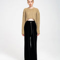 Cropped Rear High-split Cable-knit Sweater