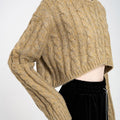 Cropped Rear High-split Cable-knit Sweater