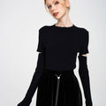 Detachable-sleve Knitted Top