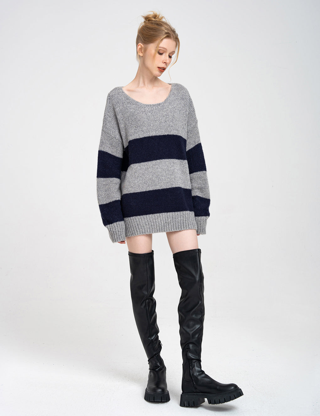 Oversized Striped Wool-blend Jumper