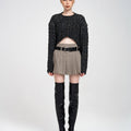 Cropped Rear High-split Cable-knit Sweater