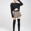 Cropped Rear High-split Cable-knit Sweater