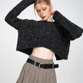 Cropped Rear High-split Cable-knit Sweater