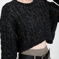 Cropped Rear High-split Cable-knit Sweater