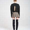 Cropped Rear High-split Cable-knit Sweater