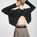 Cropped Rear High-split Cable-knit Sweater