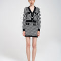 Button-embellished Checked Knitted Wool-blend Mini Skirt