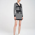 Button-embellished Checked Knitted Wool-blend Mini Skirt