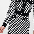 Button-embellished Checked Knitted Wool-blend Mini Skirt