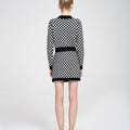 Button-embellished Checked Wool-blend Knitted Cardigan
