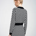 Button-embellished Checked Wool-blend Knitted Cardigan