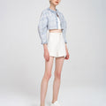 Cropped Fringed Puff-sleeve Tweed Jacket