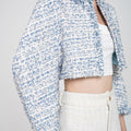 Cropped Fringed Puff-sleeve Tweed Jacket