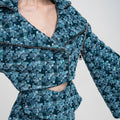 Cropped Detachable-sleeves Zip-trimmed Jacket