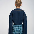Cropped Detachable-sleeves Zip-trimmed Jacket