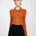 Cropped Ribbed Knit Cardigan