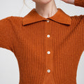 Cropped Ribbed Knit Cardigan