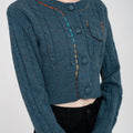 Cropped Coloured-thread Cable-knit Cardigan