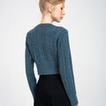 Cropped Coloured-thread Cable-knit Cardigan