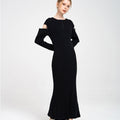 Detachable-sleeves Ribbed-knit Cotton-blend Midi Dress