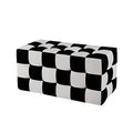 Black And White Grid Footstool, Velvet