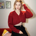 Ribbed Dropped-waist Knit Cardigan