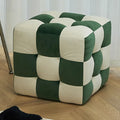 Black And White Grid Footstool, Velvet
