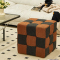 Black And White Grid Footstool, Velvet