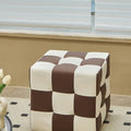 Black And White Grid Footstool, Velvet