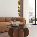 Louis Round Coffee Table, Wood & Glass