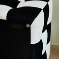 Black And White Grid Footstool, Velvet
