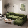 Jesse Three Seater Corner Sofa, Green Velvet