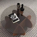 Louis Round Coffee Table, Wood & Glass