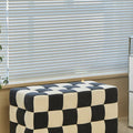 Black And White Grid Footstool, Velvet
