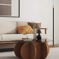 Louis Round Coffee Table, Wood & Glass