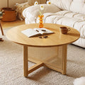 Penny Rattan Coffee Table, Wood