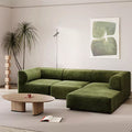Jesse Three Seater Corner Sofa, Green Velvet