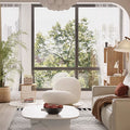 Pacha Accent Lounge Chair With Armrest, White Boucle