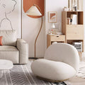 Pacha Accent Lounge Chair With Armrest, White Boucle