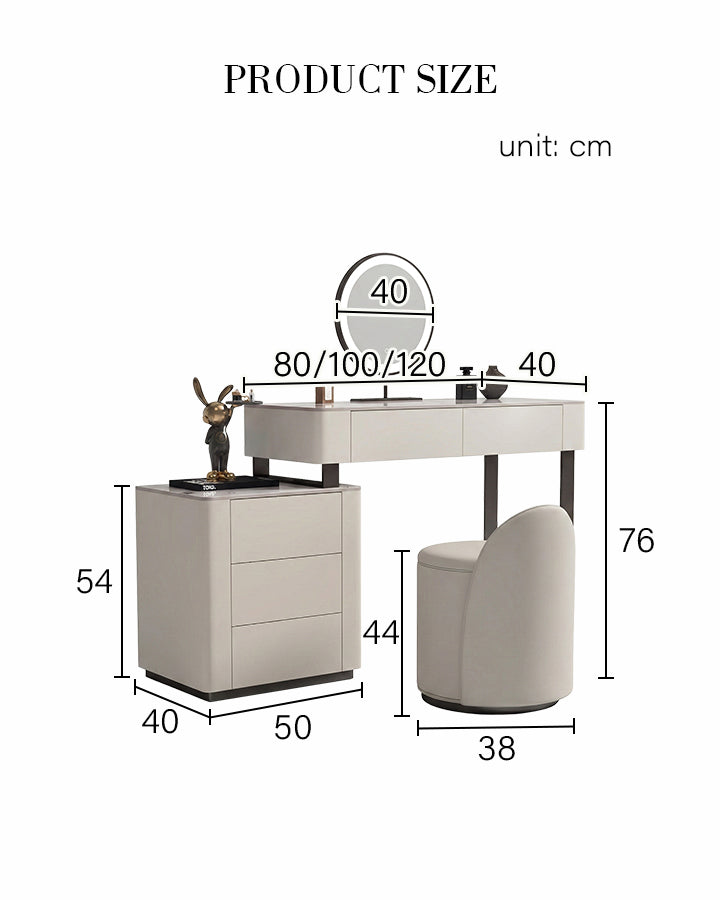 Harper grey dressing table with LED mirror and practical bedroom storage