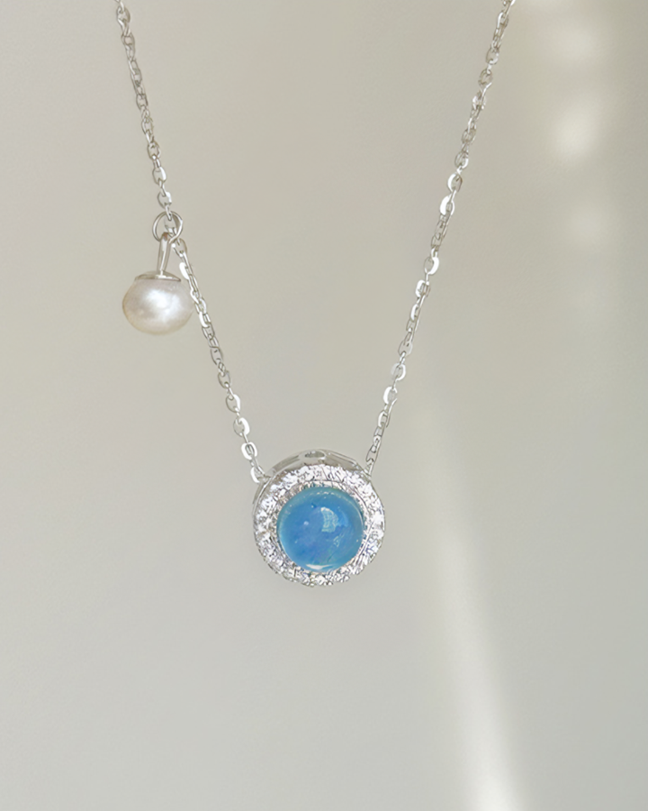 Sapphire Glow Pearl Necklace