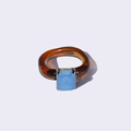 Amber Enamel Ring, Blue