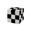 Black And White Grid Footstool, Velvet