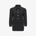 Button-embellished Polo Collar Straight-Leg Mini Dress