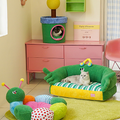 Daisy Cat Bed, Green Couch, Fleece