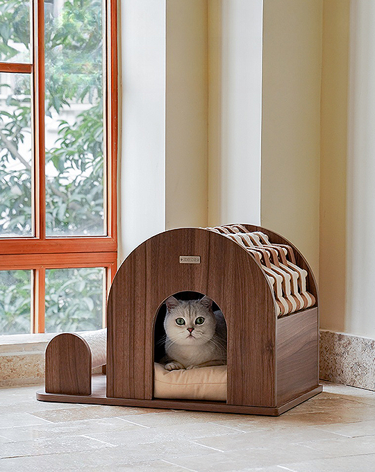 Gizmo Cardboard Cat House with Scratcher