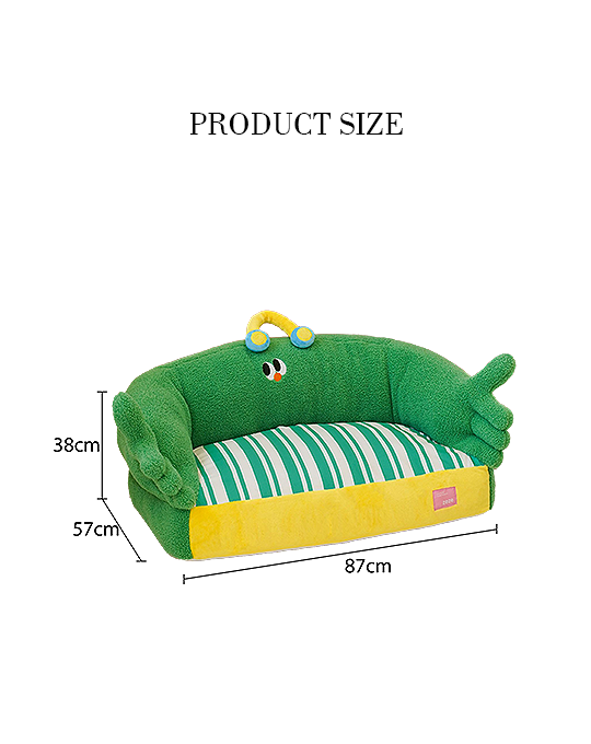 Daisy Cat Bed, Green Couch, Fleece