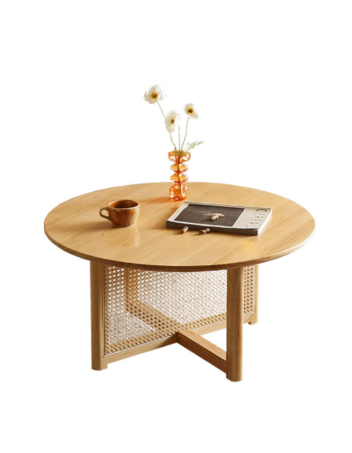 Penny Rattan Coffee Table, Wood